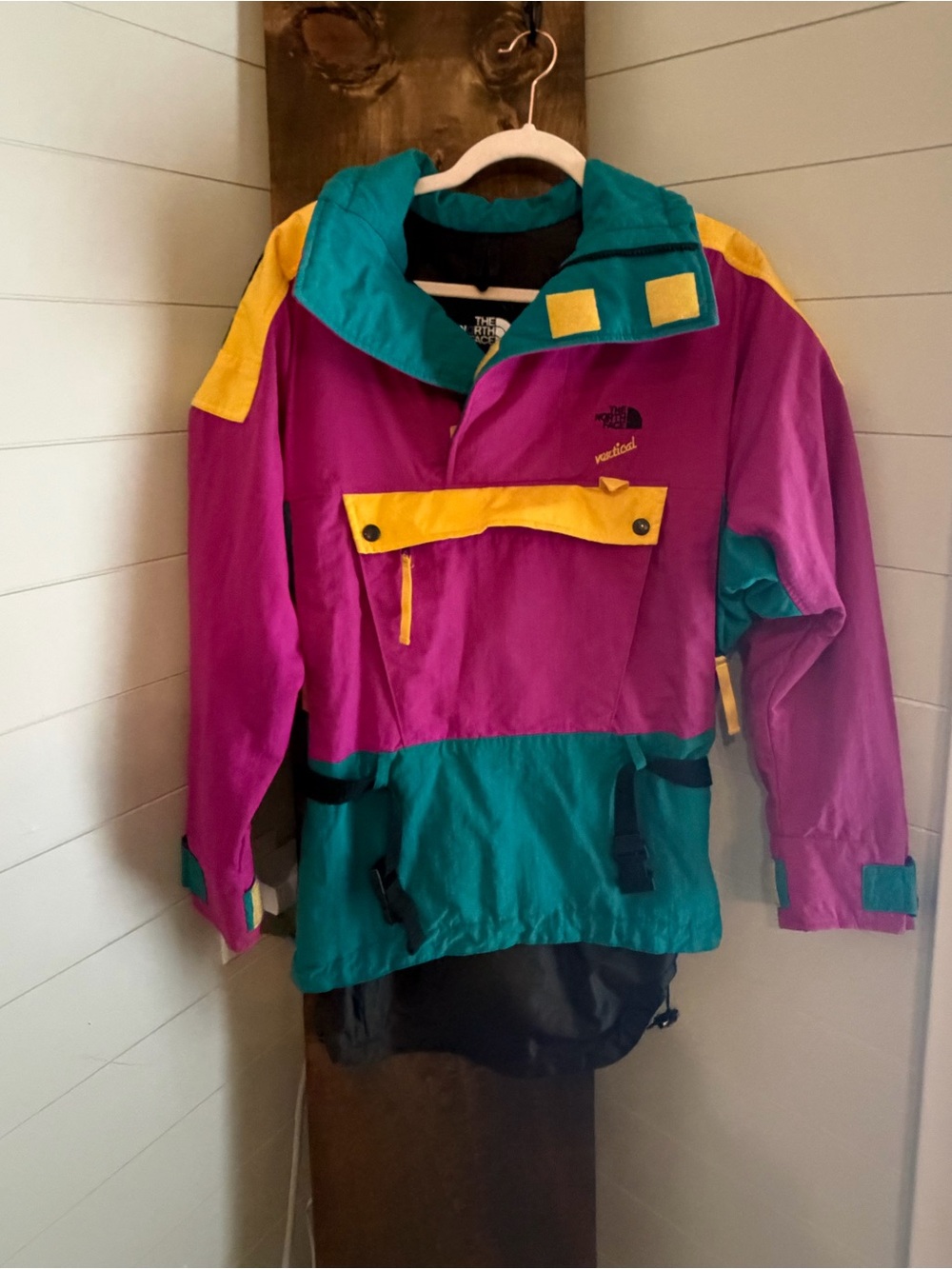 Vintage The North Face Vertical Anorak Jacket Gore Tex Multicolor Rare Pink